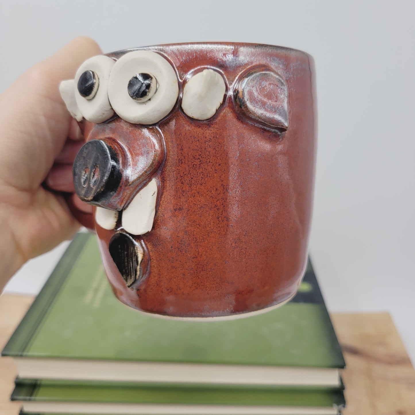 Goat Face Coffee Cup | Red | Homesteading Animal Loving Country Kitchen | Fun Barnyard Animals Stoneware Goat Lover Mug