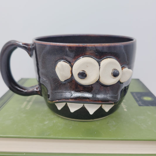 Monster Soup Mug | Doughnut Lover Soup Bowl | Funny Creature Chili Crock | Black