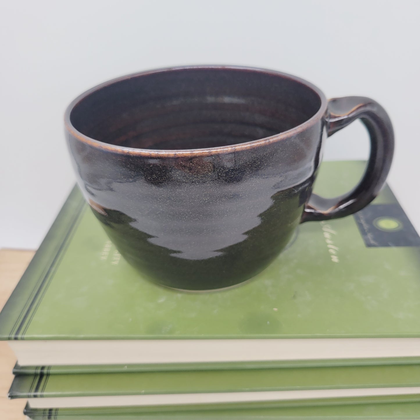 Rooster Soup Mug | Chicken Collector Bowl with Handle | Handmade Stoneware Clay Pottery | Green | Nelson Studio Ug Chug | Farm Animals