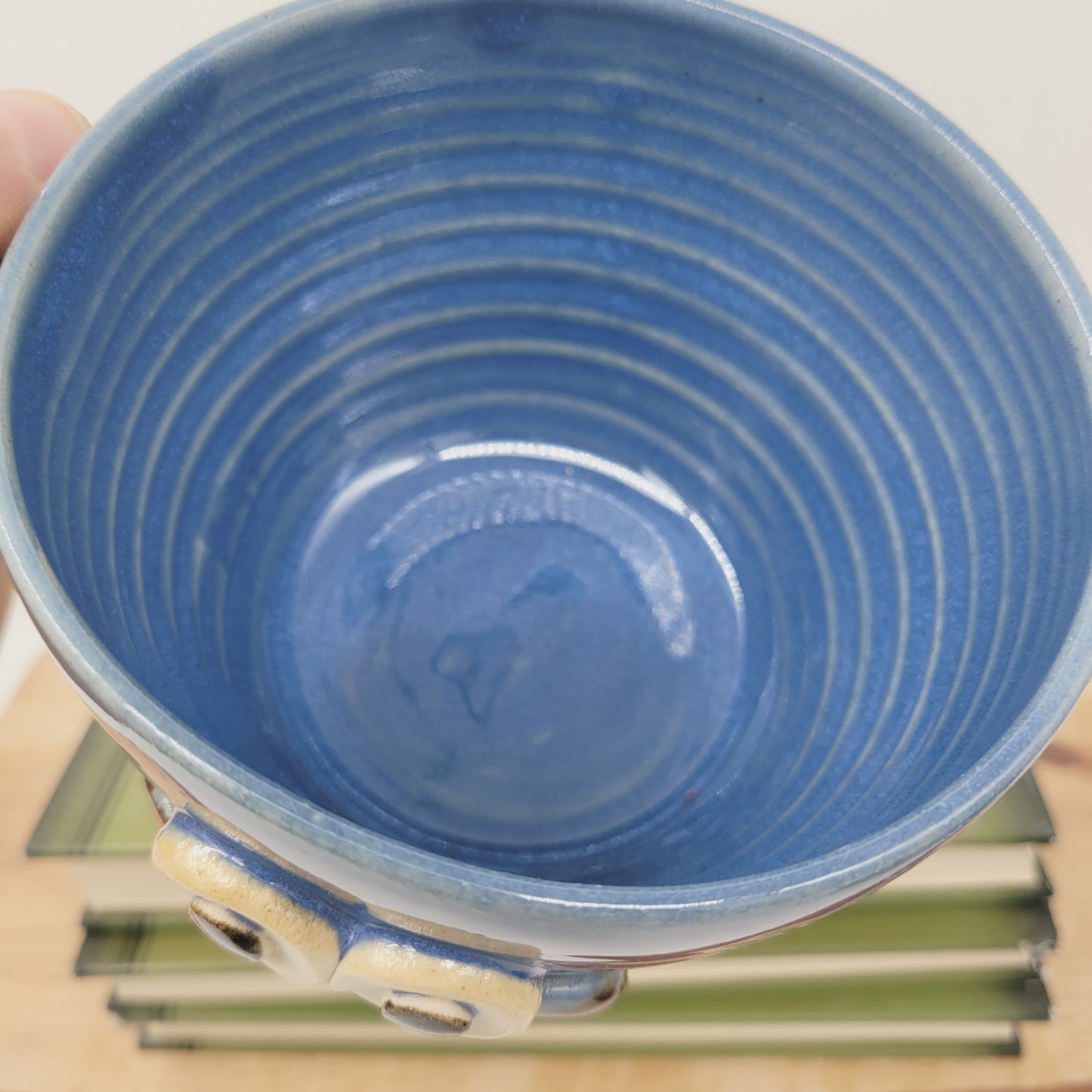 Funny Cereal Bowl Chili Crock | Blue | Handmade Stoneware Pottery Chicken Soup Mug | Bowl with Small Handle