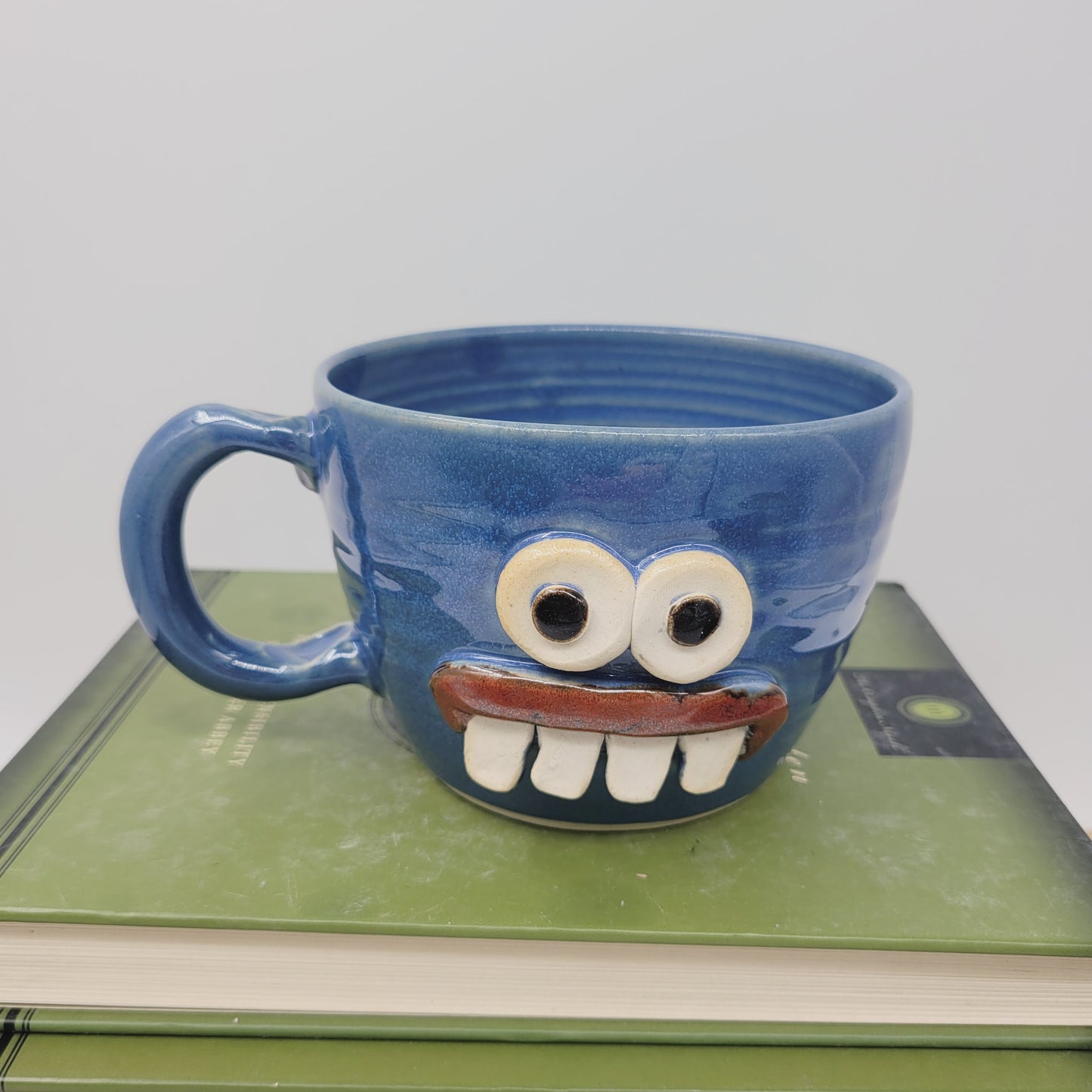 Funny Cereal Bowl Chili Crock | Blue | Handmade Stoneware Pottery Chicken Soup Mug | Bowl with Small Handle