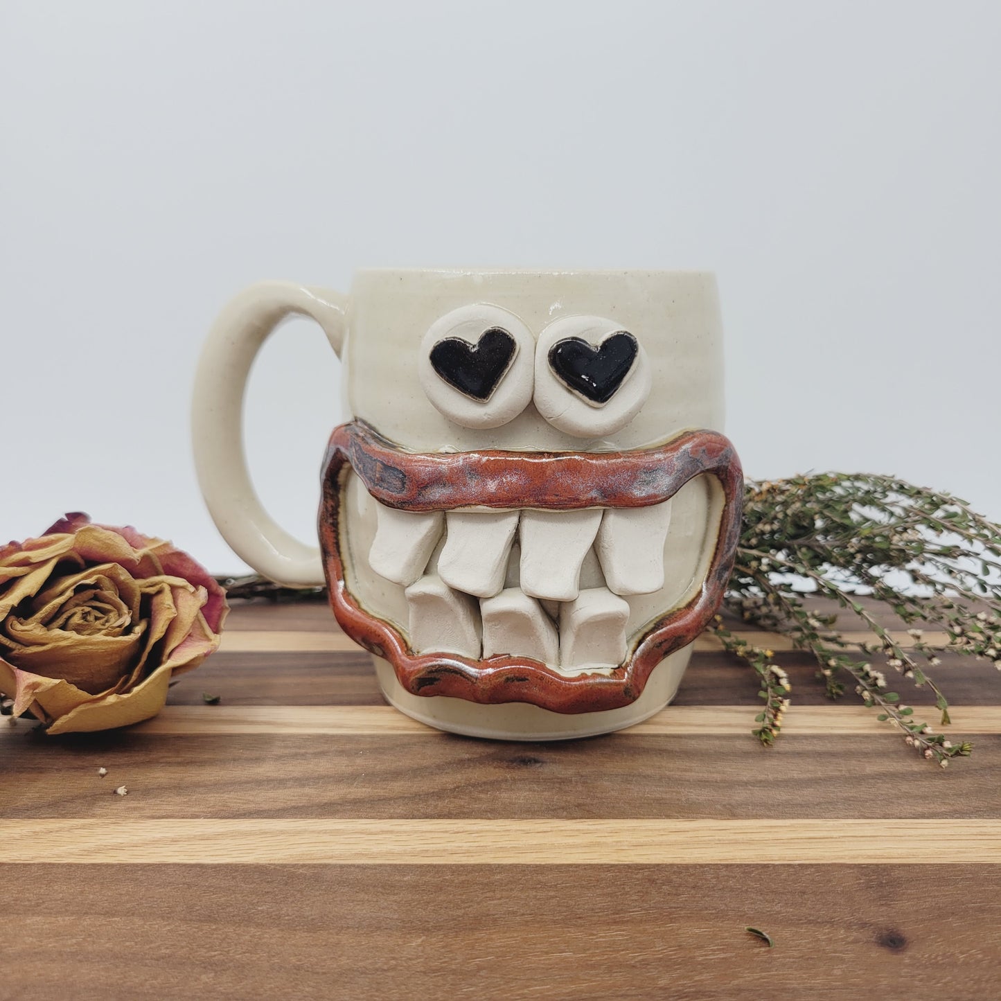 Man Coffee Cup Valentines Day Gift | White | Handmade Pottery | Ug Chug Face Mug