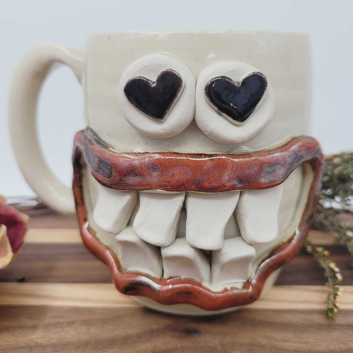 Man Coffee Cup Valentines Day Gift | White | Handmade Pottery | Ug Chug Face Mug