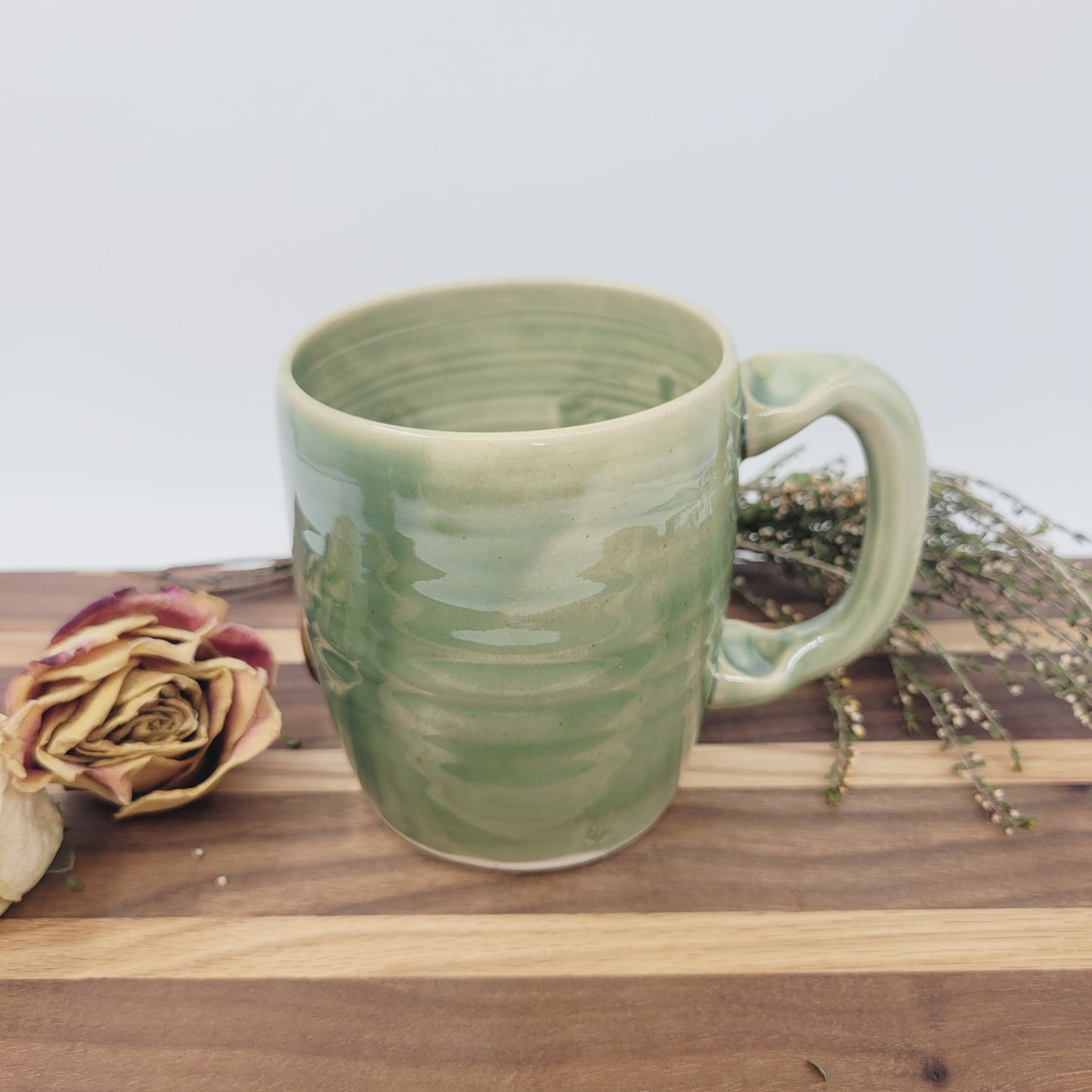 VALENTINES DAY Mug for Her | Funny Coffee Cup with Googly Heart Eyes Face | Green