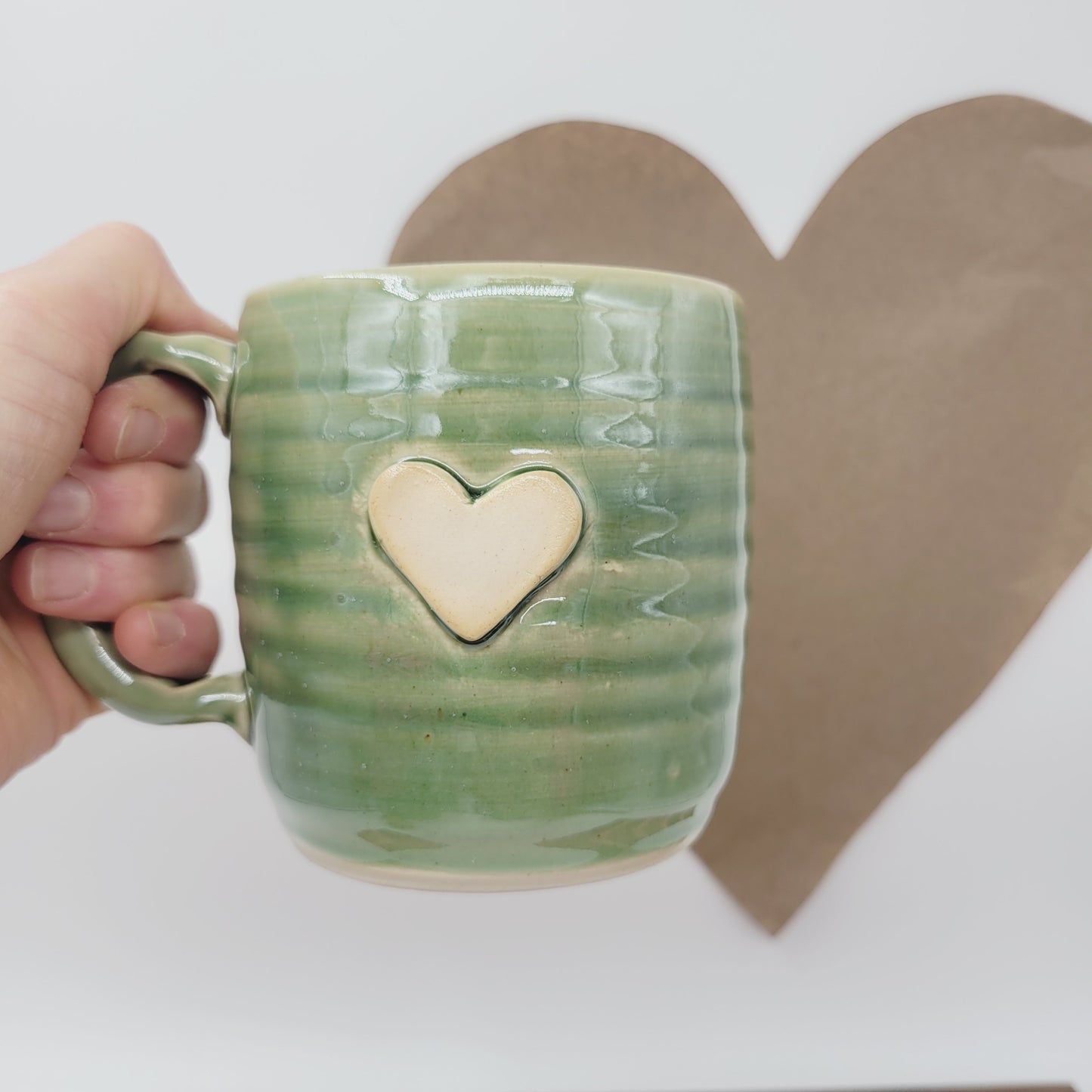 Heart Mug | Green | 16 Oz Coffee Cup | Valentine's Day Gift