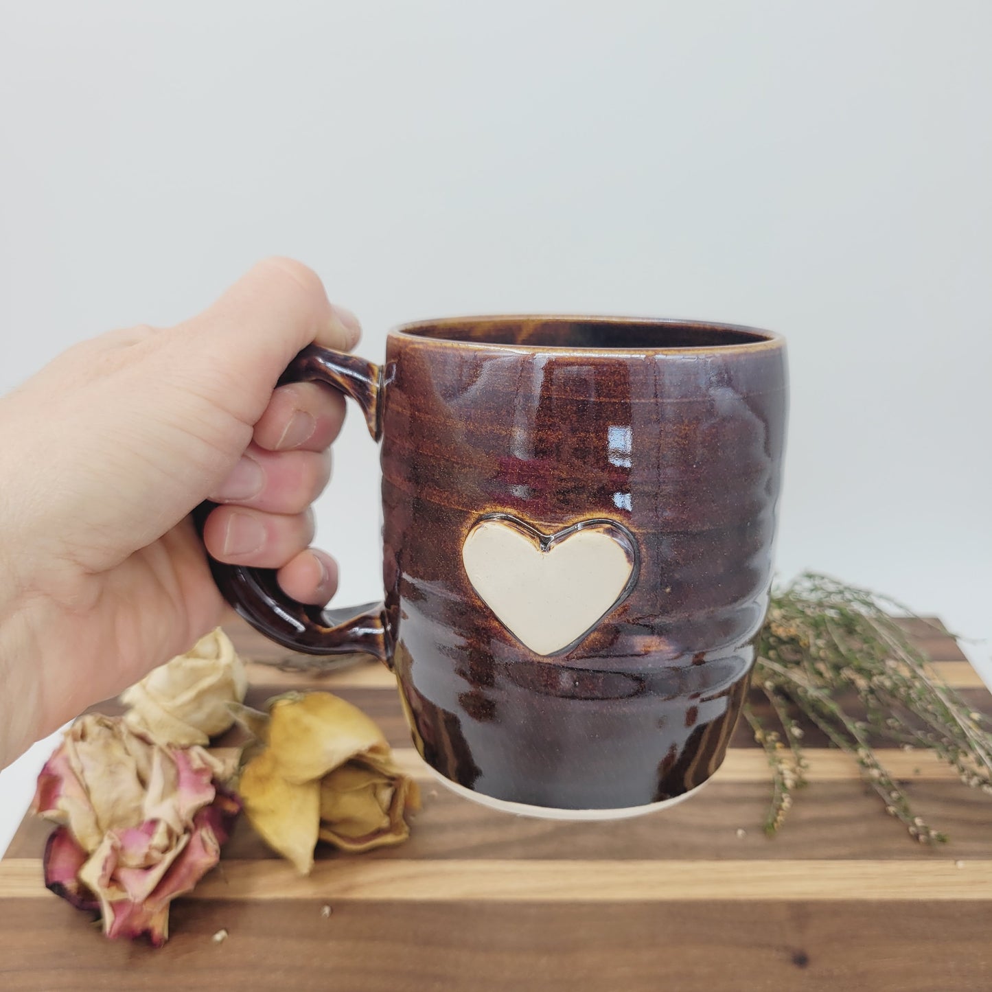 Heart Mug | Black | 16 Oz Coffee Cup | Valentine's Day Gift