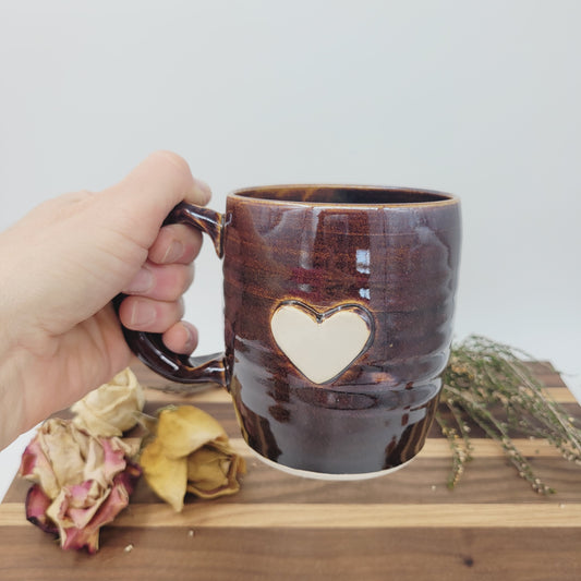 Heart Mug | Black | 16 Oz Coffee Cup | Valentine's Day Gift