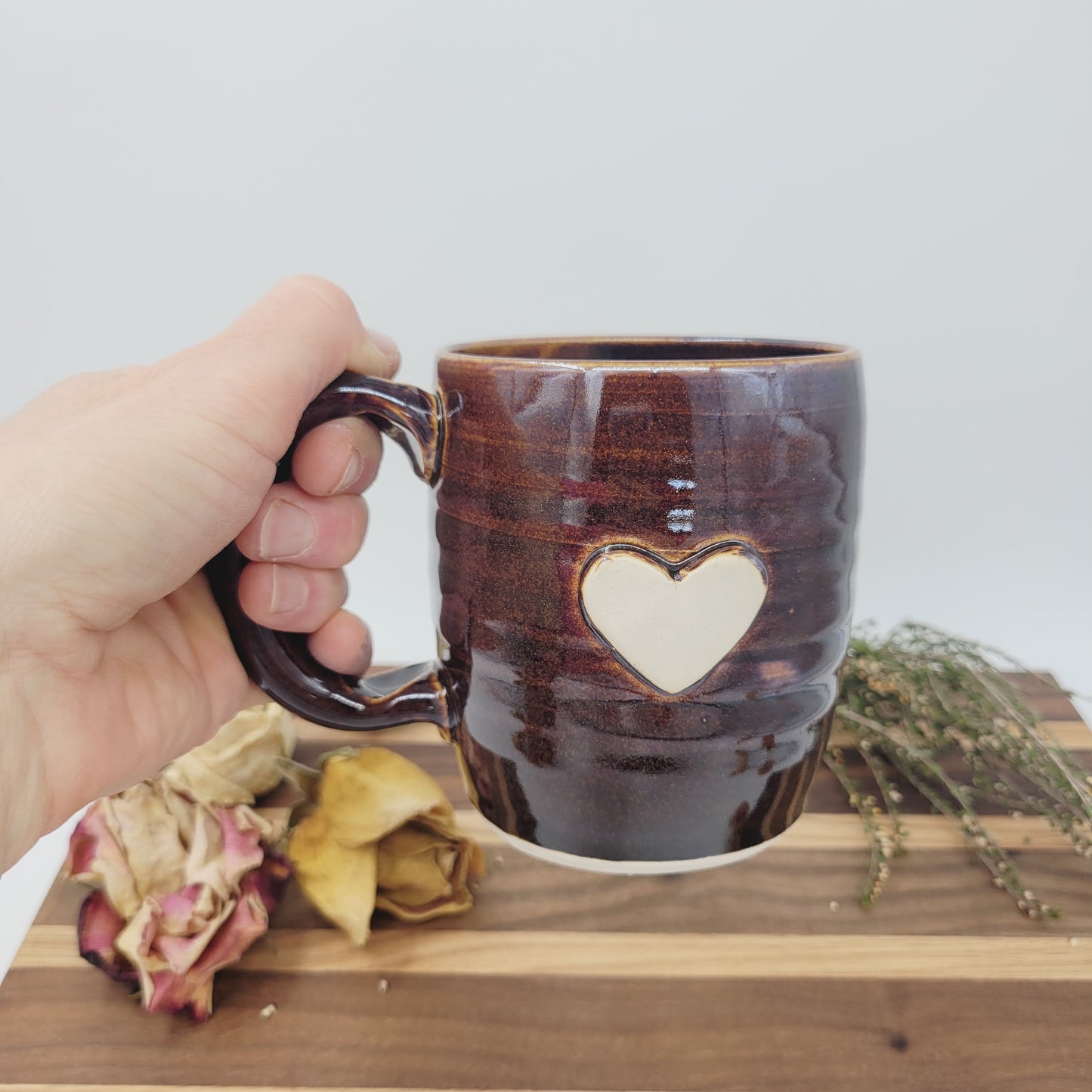 Heart Mug | Black | 16 Oz Coffee Cup | Valentine's Day Gift