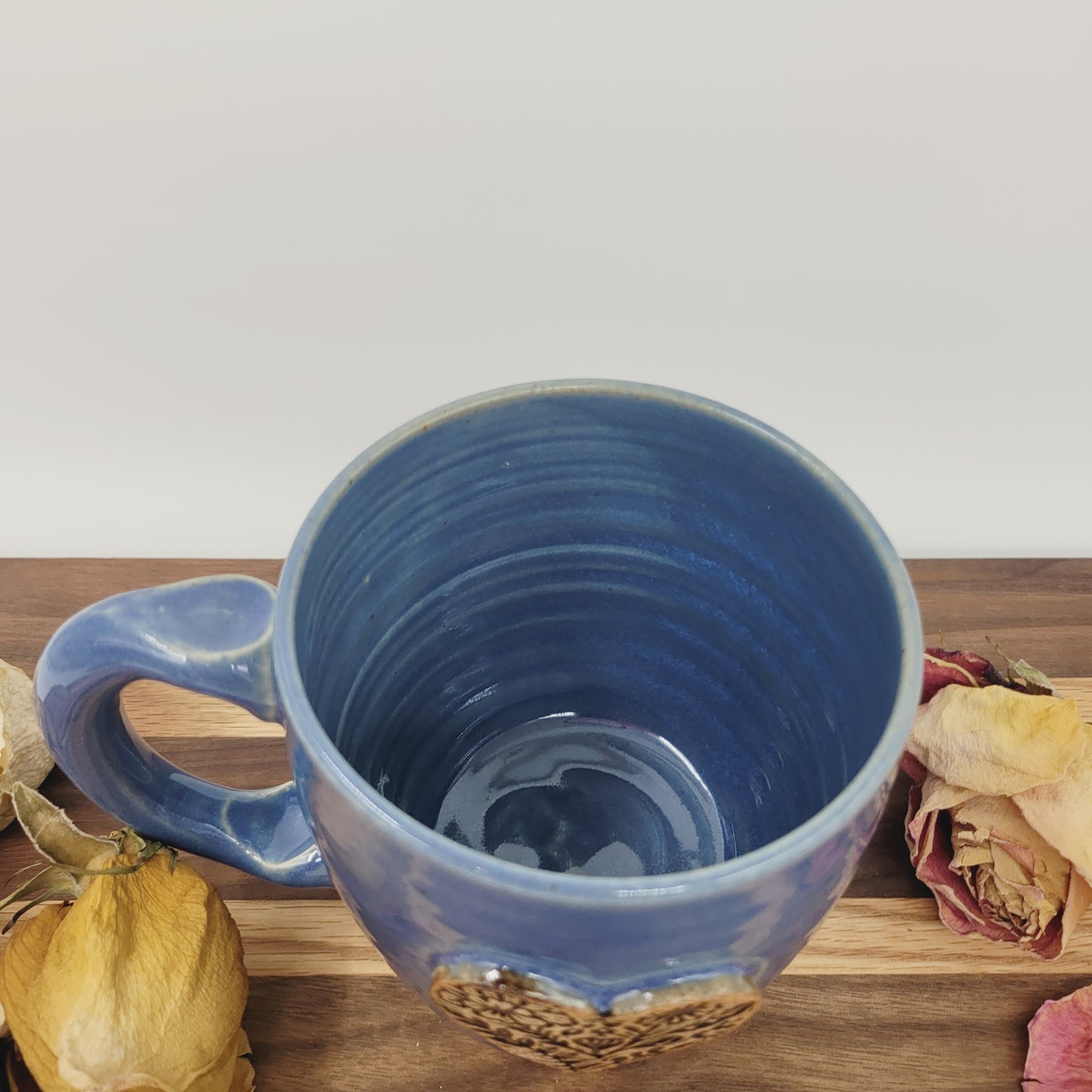 Floral Heart Hot Tea Mug | Blue | 12 Ounce Coffee Cup | Valentine's Day