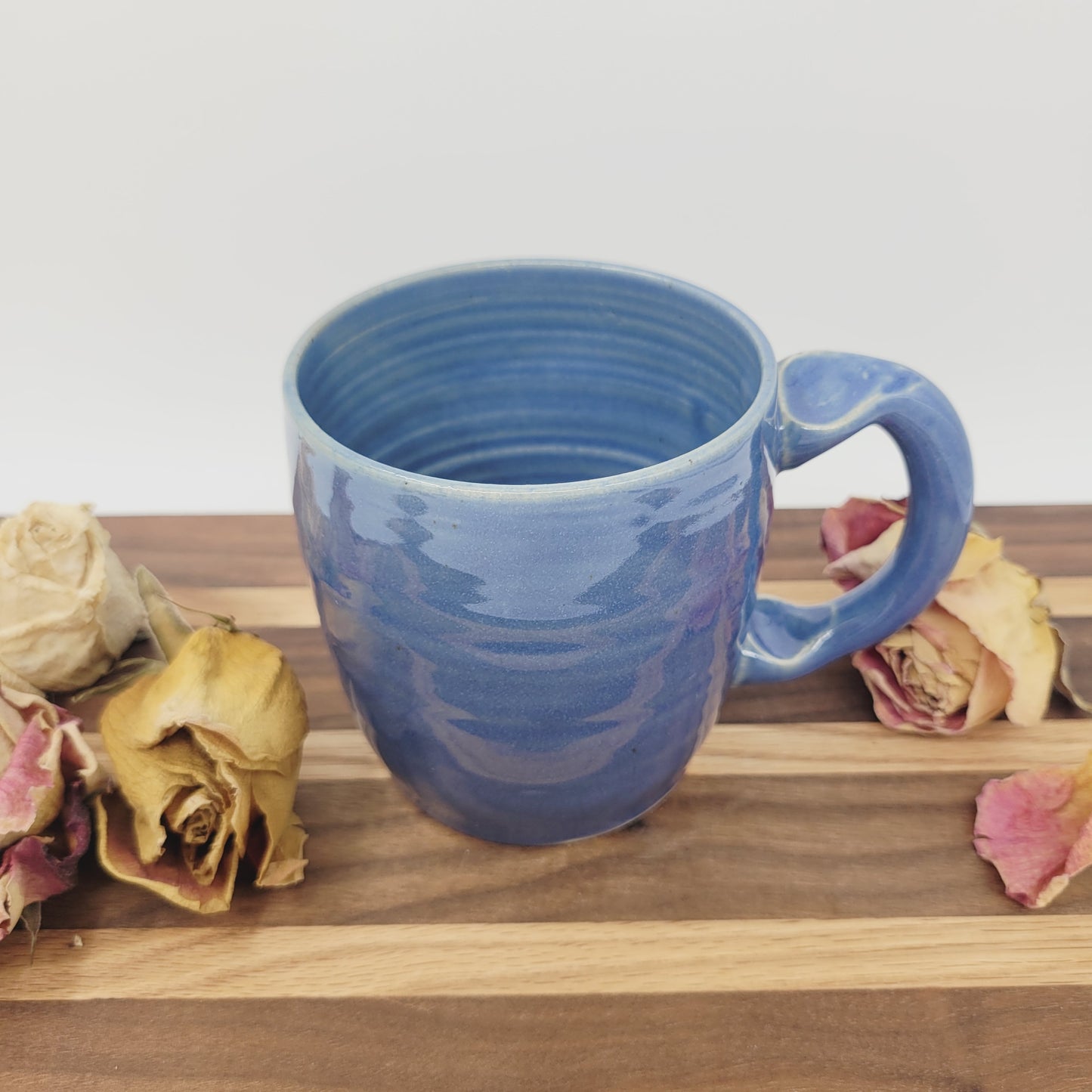 Floral Heart Hot Tea Mug | Blue | 12 Ounce Coffee Cup | Valentine's Day