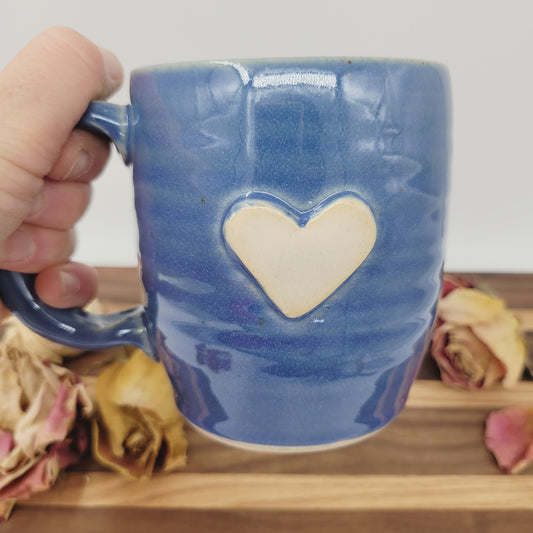 Heart Mug | Blue | 16 Ounce Coffee Cup | Valentine's Day Gift