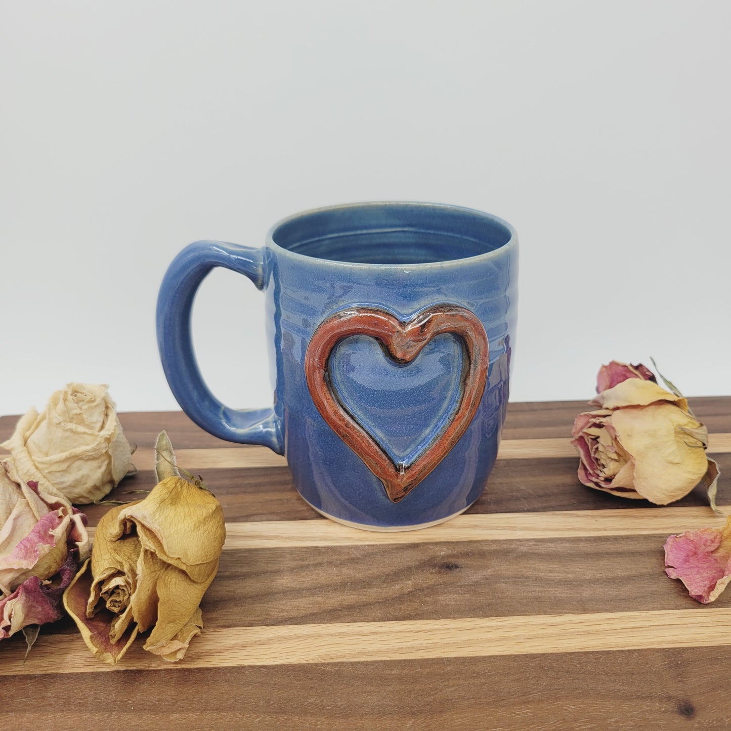VALENTINE'S DAY Coffee Cup | Big Heart Mug | Handmade Ceramic Pottery | Blue