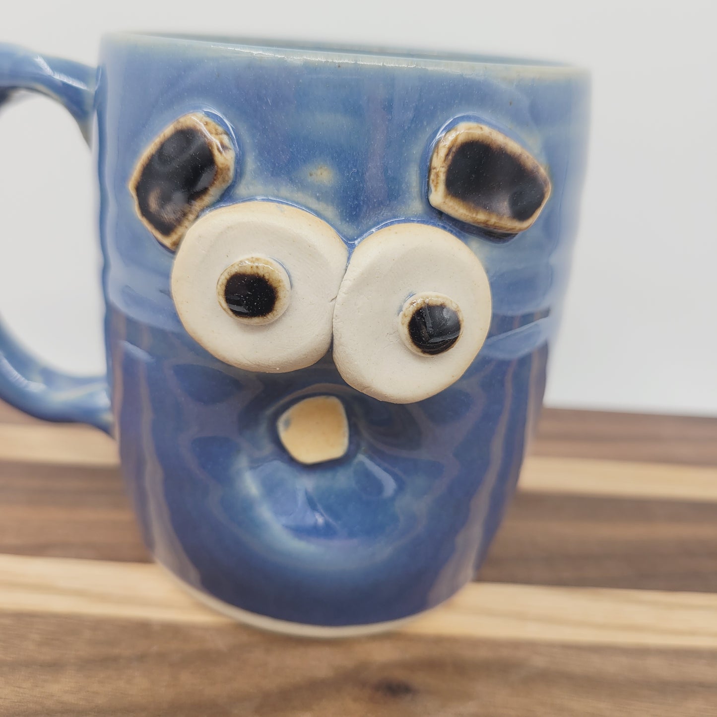 Sleepy Monday Morning Coffee Cup | Tired Face Mug | Blue Hot Tea Mug