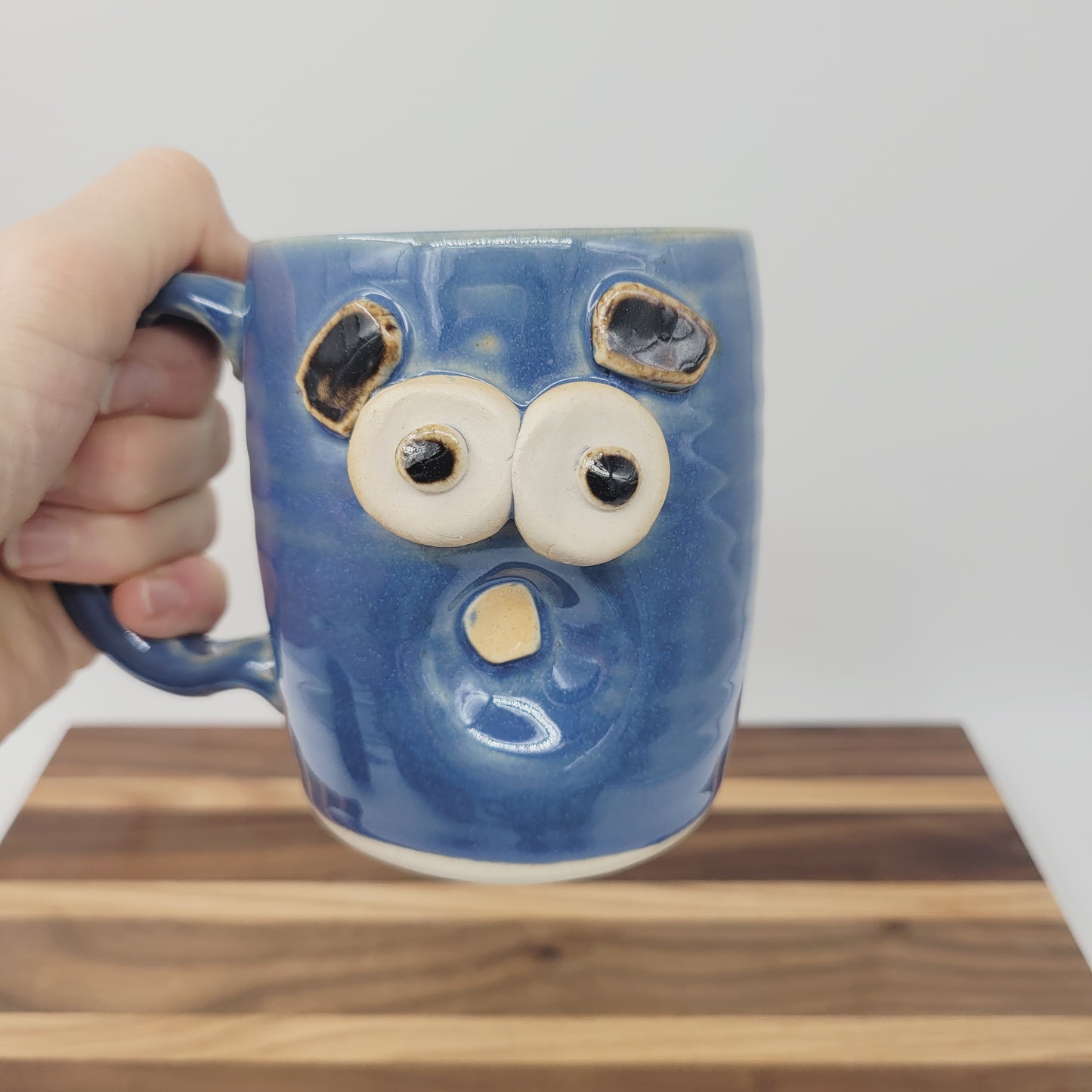 Sleepy Monday Morning Coffee Cup | Tired Face Mug | Blue Hot Tea Mug
