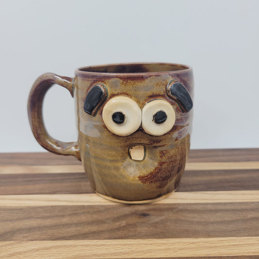 Nelson Studio Ug Chug Surprised Face Mug | Funny Coffee Cups | Rusty Brown | 16 Ounces