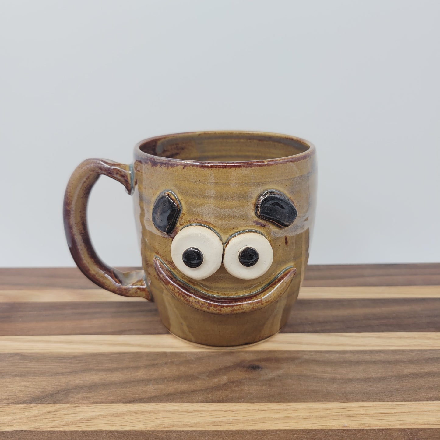 Smiley Face Mug | Handmade Coffee Cup | Caramel | Ug Chugs