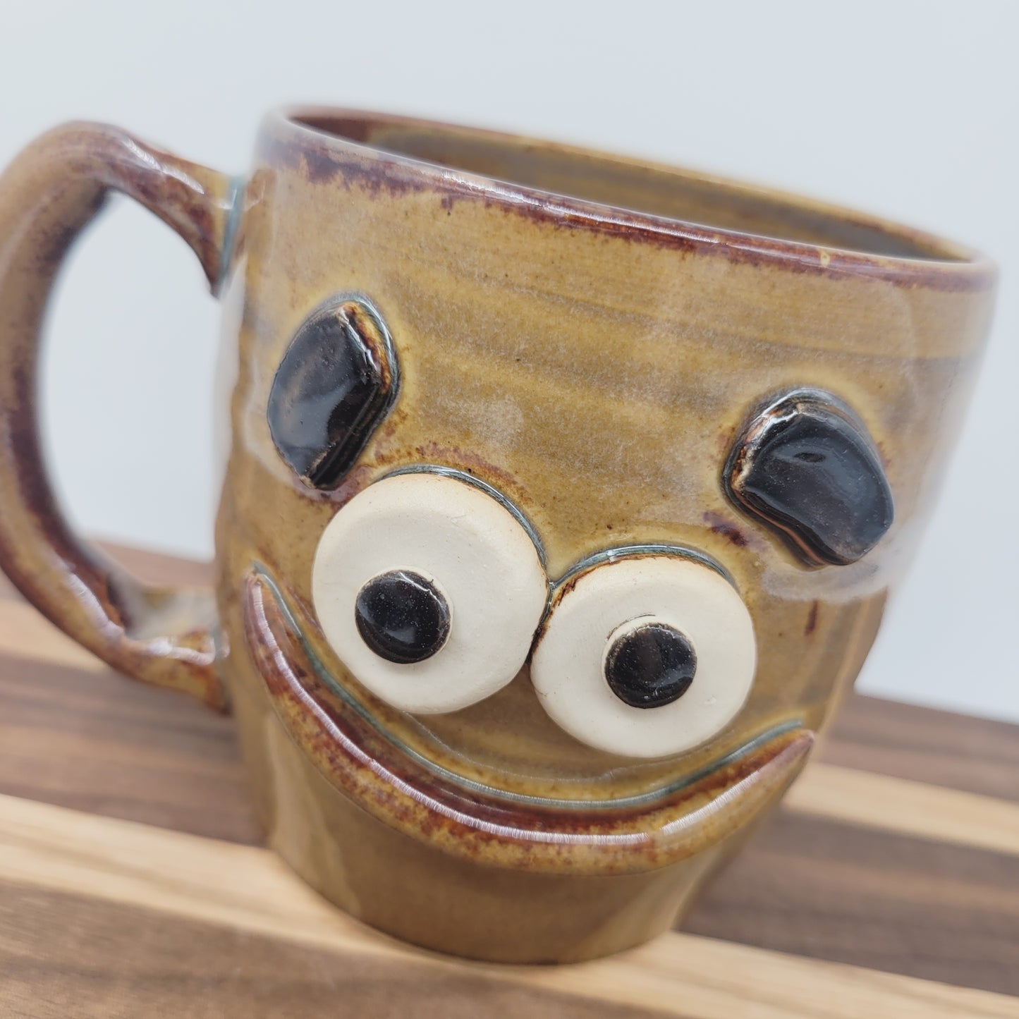 Smiley Face Mug | Handmade Coffee Cup | Caramel | Ug Chugs