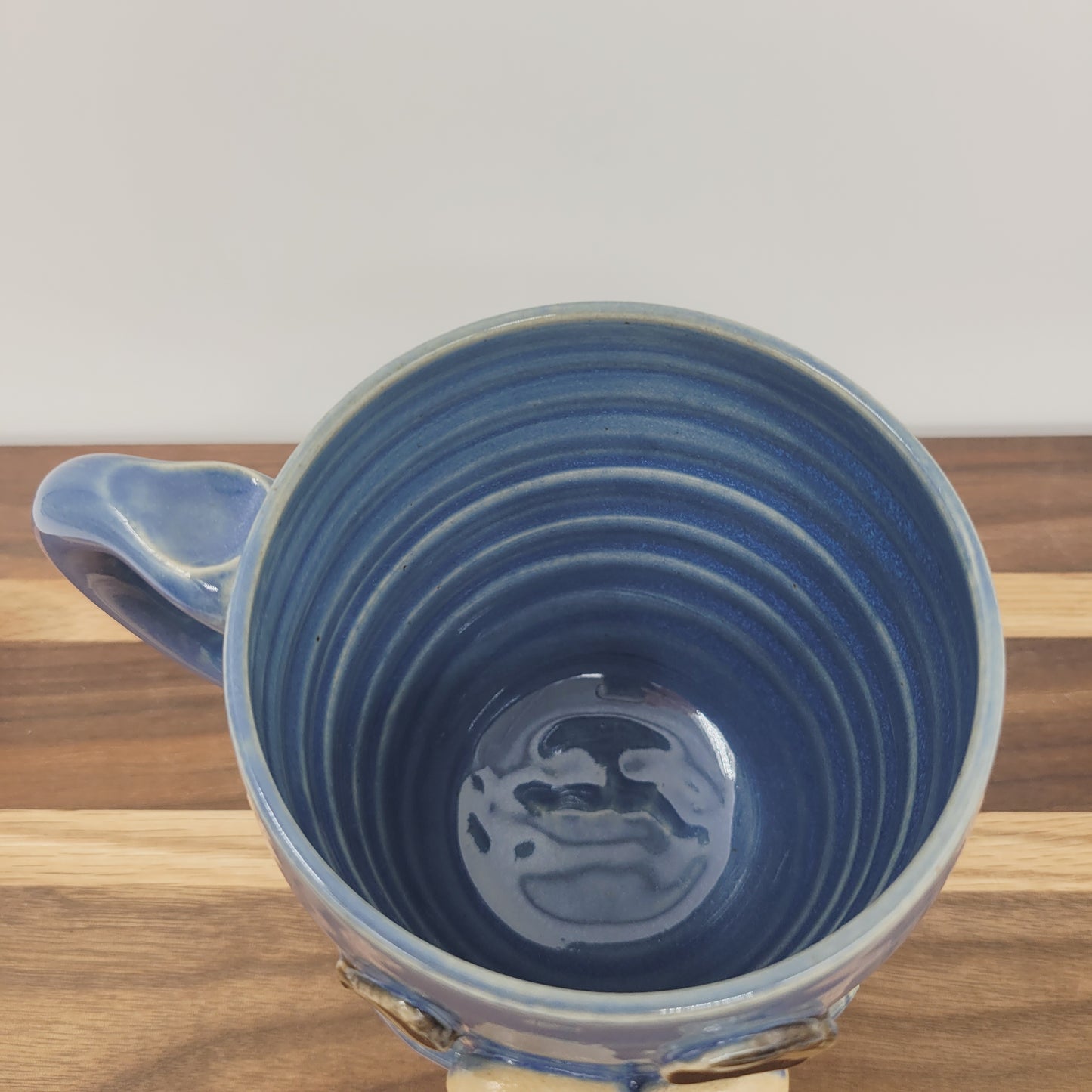 New Parent Coffee Cup | Large 16 Oz | Funny Father Gift Idea for New Dad | Blue Pottery Mug for Him