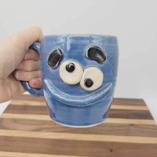 New Parent Coffee Cup | Large 16 Oz | Funny Father Gift Idea for New Dad | Blue Pottery Mug for Him