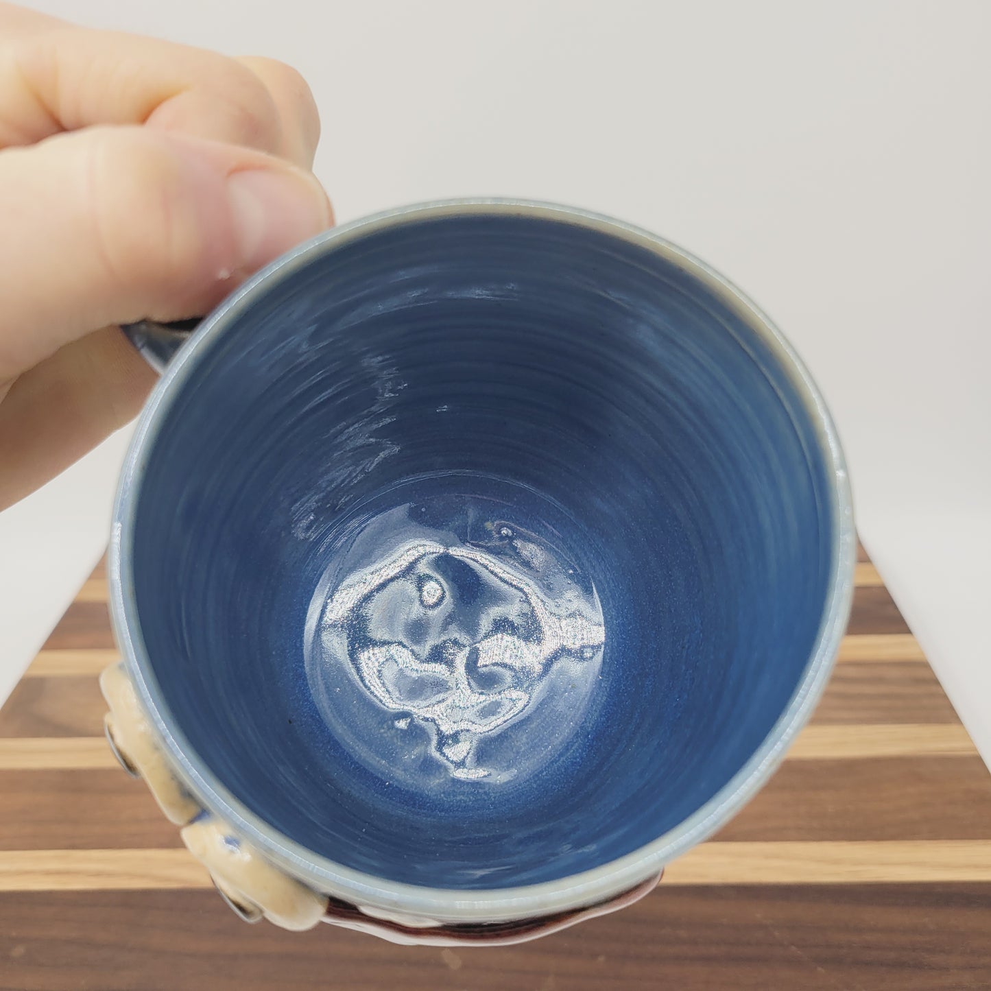 MONDAY Morning Mug | Funny Face Coffee Cup | 12 OZ Blue | Unique Handmade Stoneware Pottery