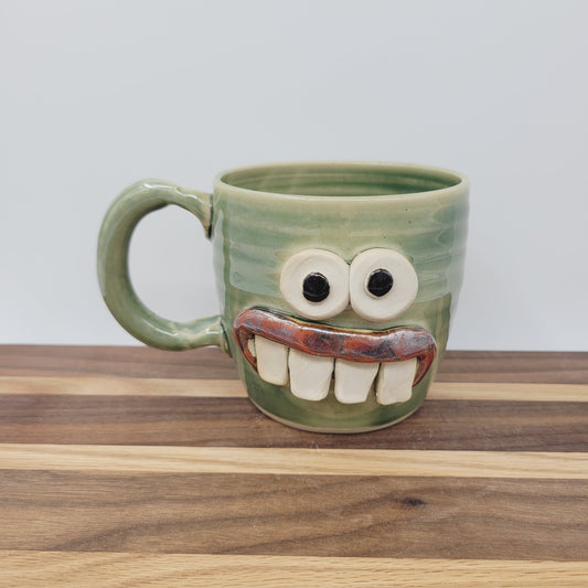 Handmade Pottery Face Mug | Funny Coffee Cup | Microwave Dishwasher Safe Stoneware | Hand Thrown