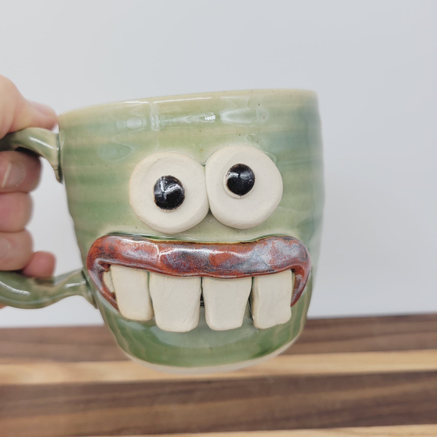 Handmade Pottery Face Mug | Funny Coffee Cup | Microwave Dishwasher Safe Stoneware | Hand Thrown