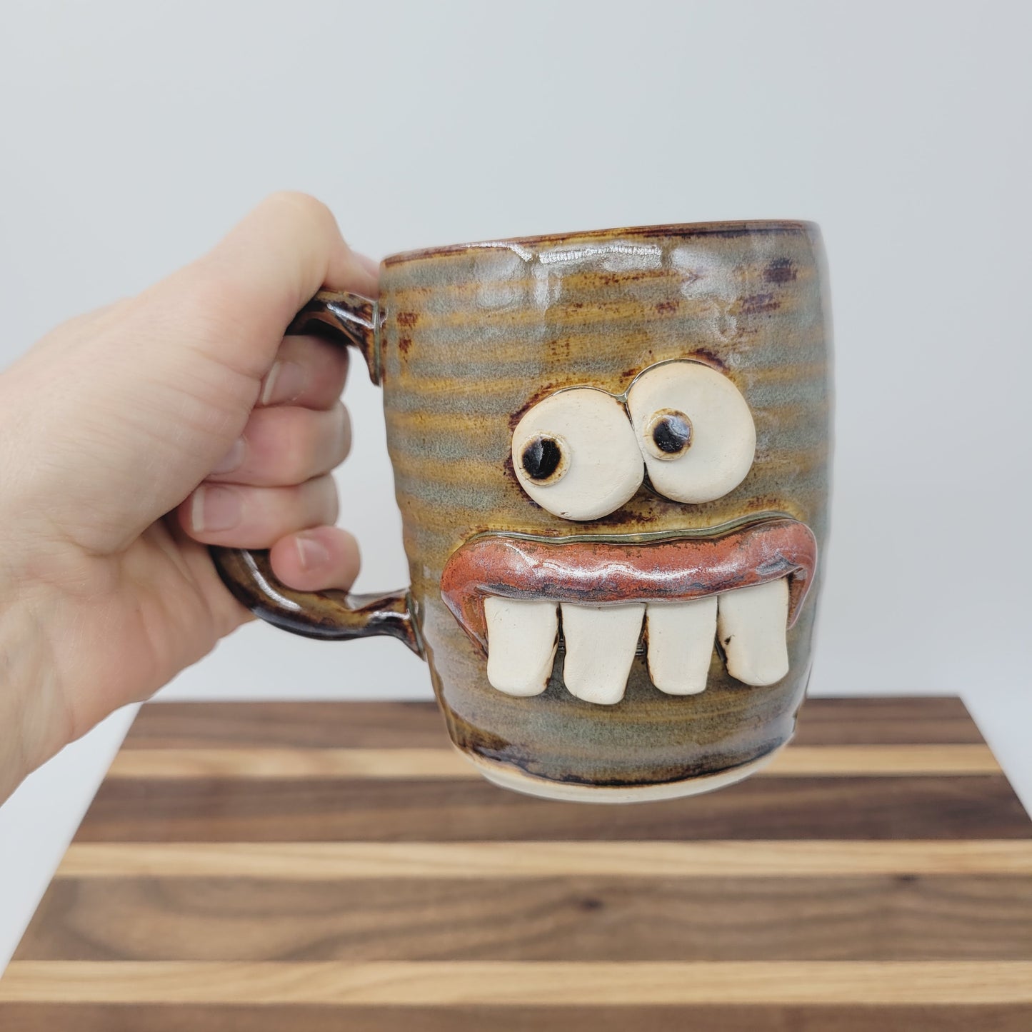 Nelson Studio Ug Chug Face Mug | Funny Coffee Cups | Handmade Stoneware Pottery