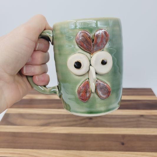 Farmhouse Rooster Mug | Chicken Collector Coffee Cup | Handmade Stoneware Clay Pottery | Green | Nelson Studio Ug Chug