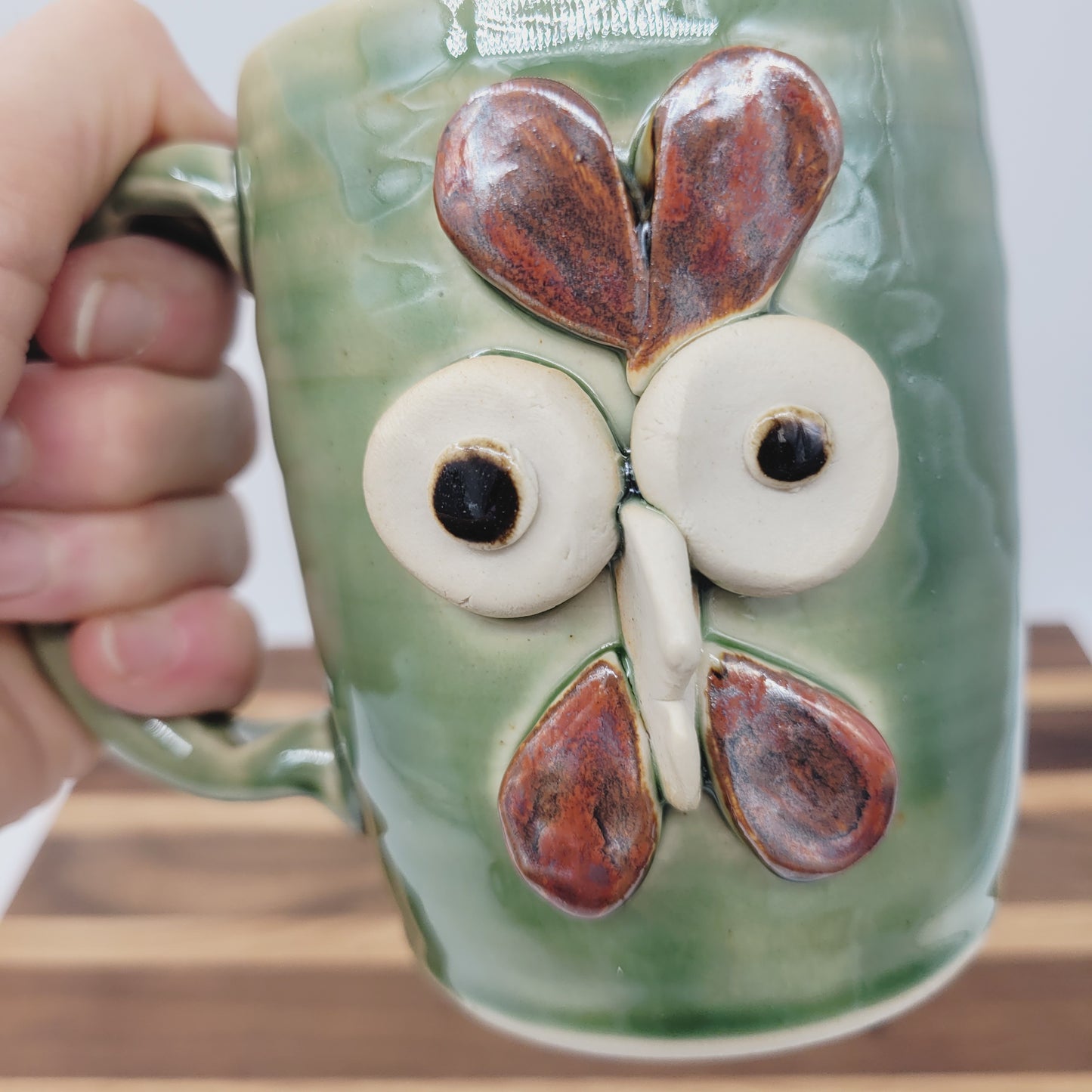 Farmhouse Rooster Mug | Chicken Collector Coffee Cup | Handmade Stoneware Clay Pottery | Green | Nelson Studio Ug Chug