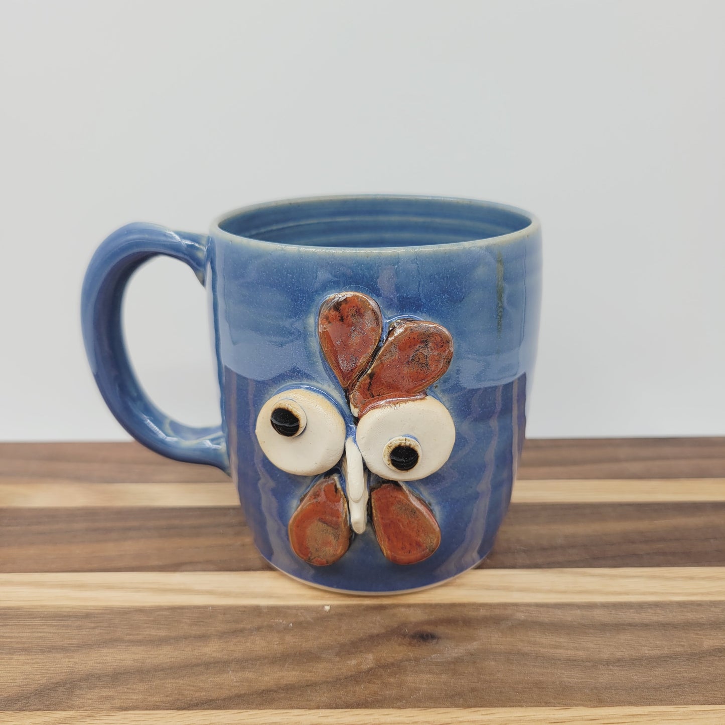 Pottery Chicken Mug | Blue | Extra Large | Cute Country Coffee Cup | Funny Farmhouse Rooster Hen Collector.
