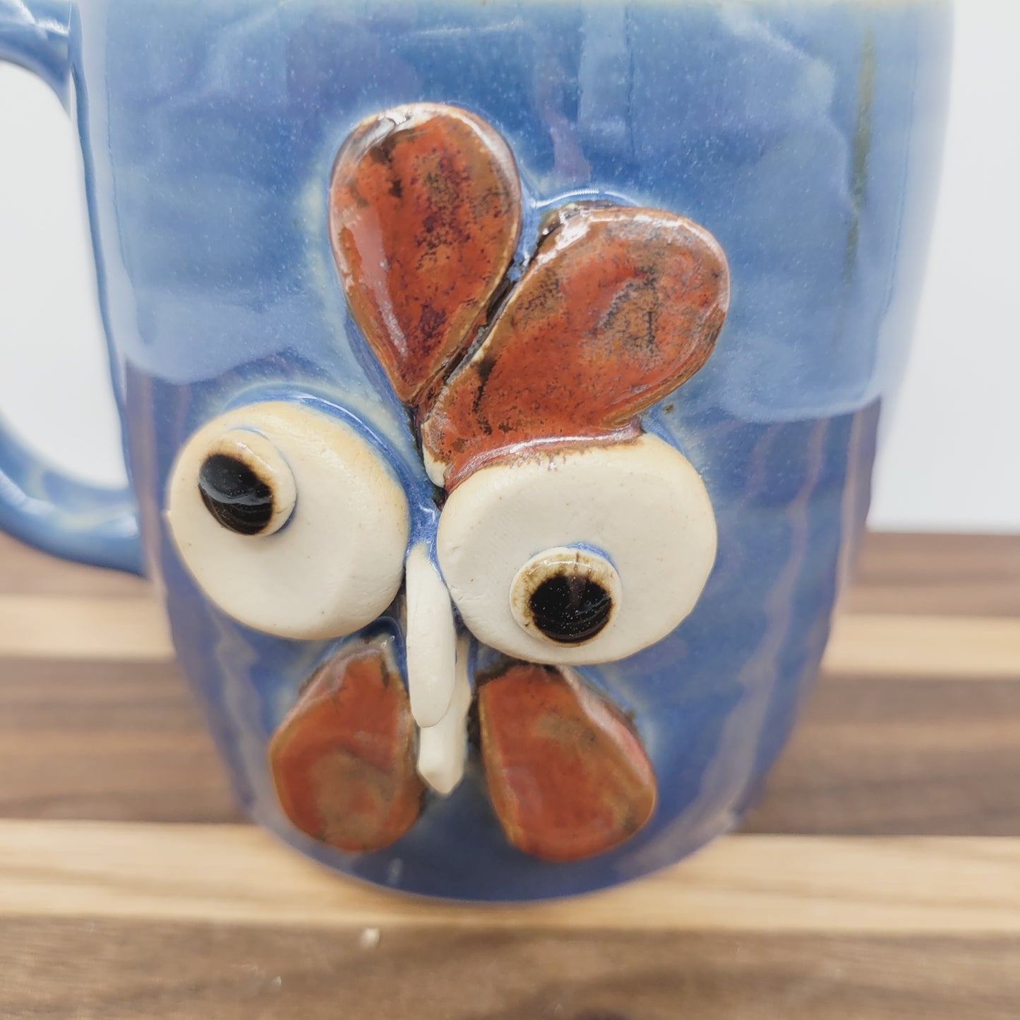 Pottery Chicken Mug | Blue | Extra Large | Cute Country Coffee Cup | Funny Farmhouse Rooster Hen Collector.