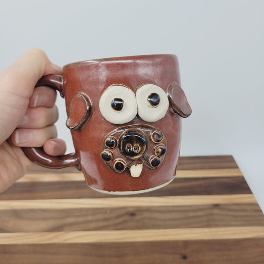 Dog Coffee Cup | Puppy Face Mug | Nelson Studio Ug Chug | Handmade Animal Lover Gift | Red