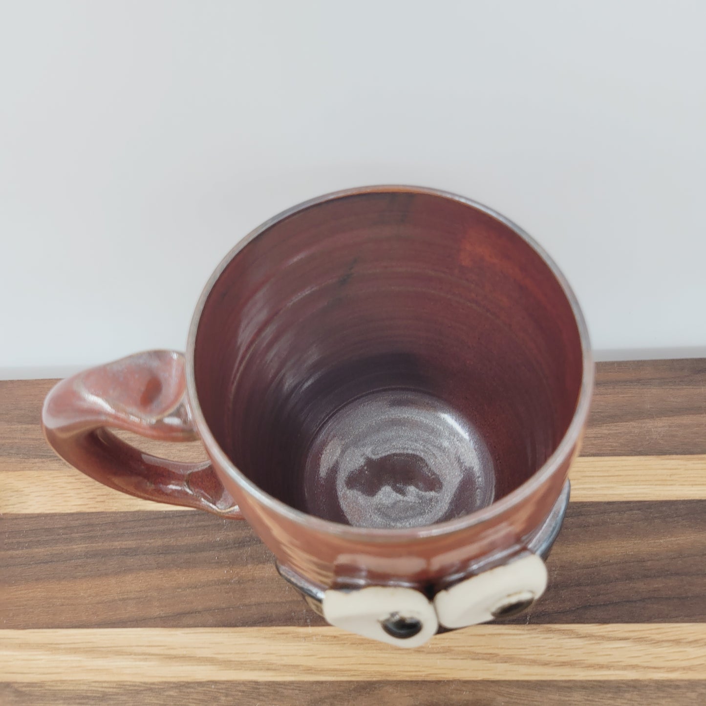 Man's Bushy Mustache Mug | Ceramic Stoneware Pottery Coffee Cup | Microwave Dishwasher Safe | Rustic Cinnamon Red