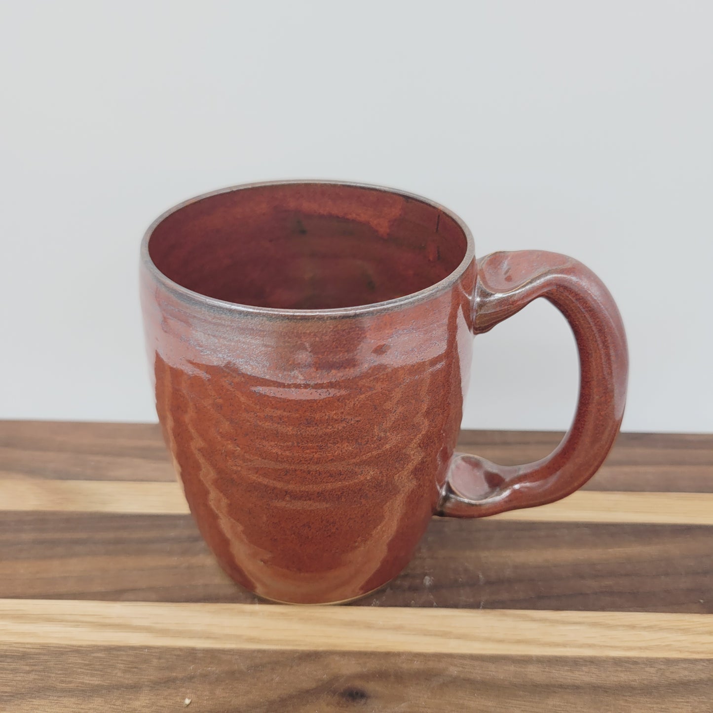 Man's Bushy Mustache Mug | Ceramic Stoneware Pottery Coffee Cup | Microwave Dishwasher Safe | Rustic Cinnamon Red