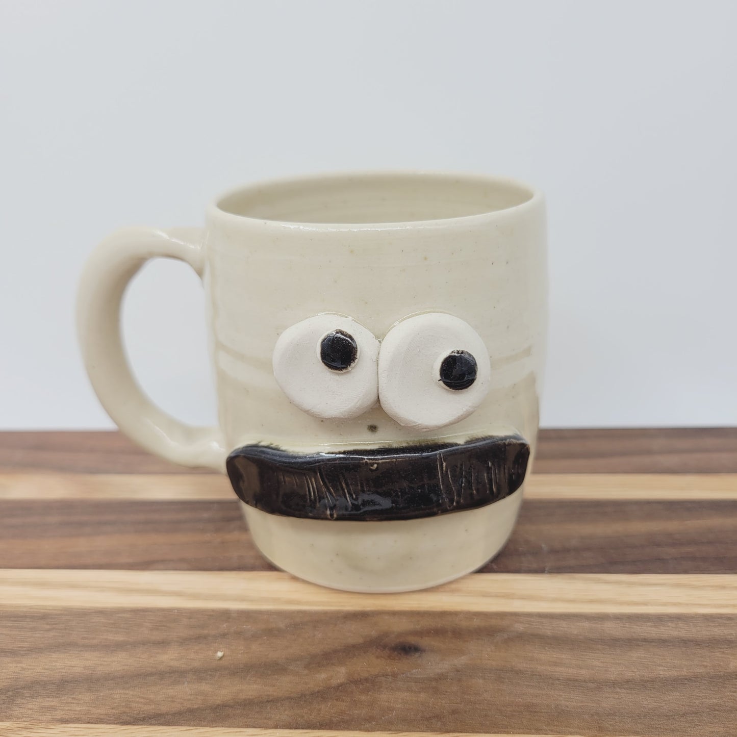 Paintbrush Bushy Mustache Coffee Cup | Creamy Stone 10-12 Ounce Face Mug | Stoneware Clay Pottery | Funny Dad Gifts Nelson Studio Ug Chug
