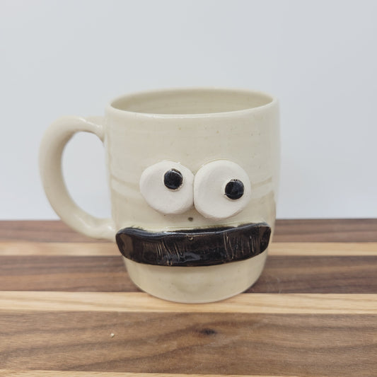 Paintbrush Bushy Mustache Coffee Cup | Creamy Stone 10-12 Ounce Face Mug | Stoneware Clay Pottery | Funny Dad Gifts Nelson Studio Ug Chug