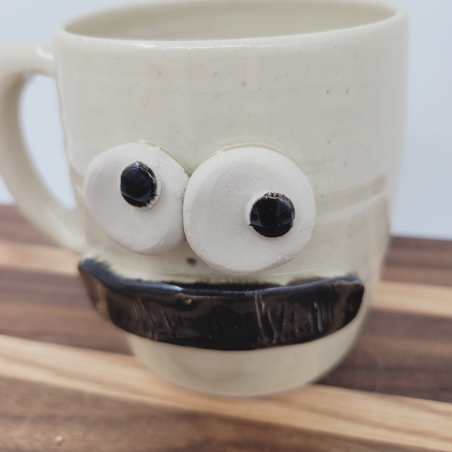 Paintbrush Bushy Mustache Coffee Cup | Creamy Stone 10-12 Ounce Face Mug | Stoneware Clay Pottery | Funny Dad Gifts Nelson Studio Ug Chug