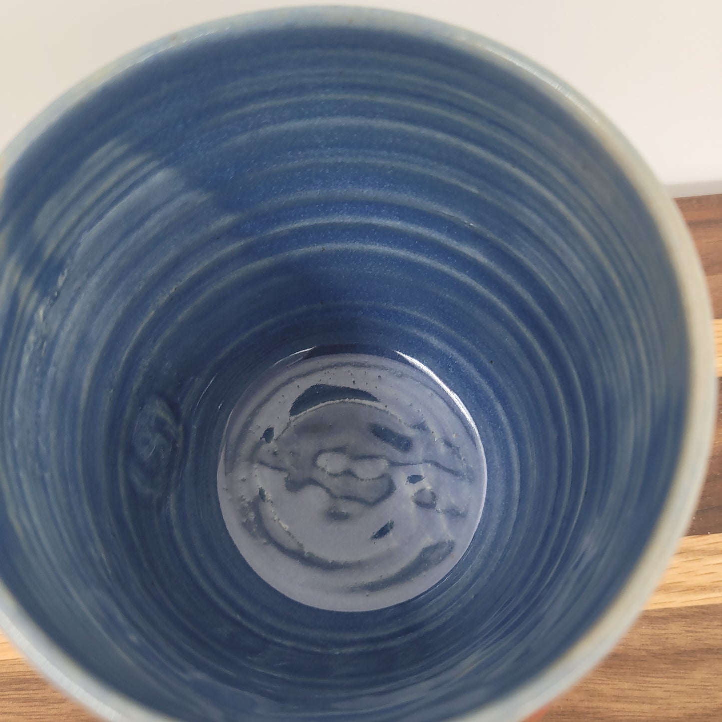 Funny Smiley Face Mug | Handmade Pottery Coffee Cups | Fun Gifts for Men Dad Husband | Ceramic Stoneware | 16 Ounces Large | Blue