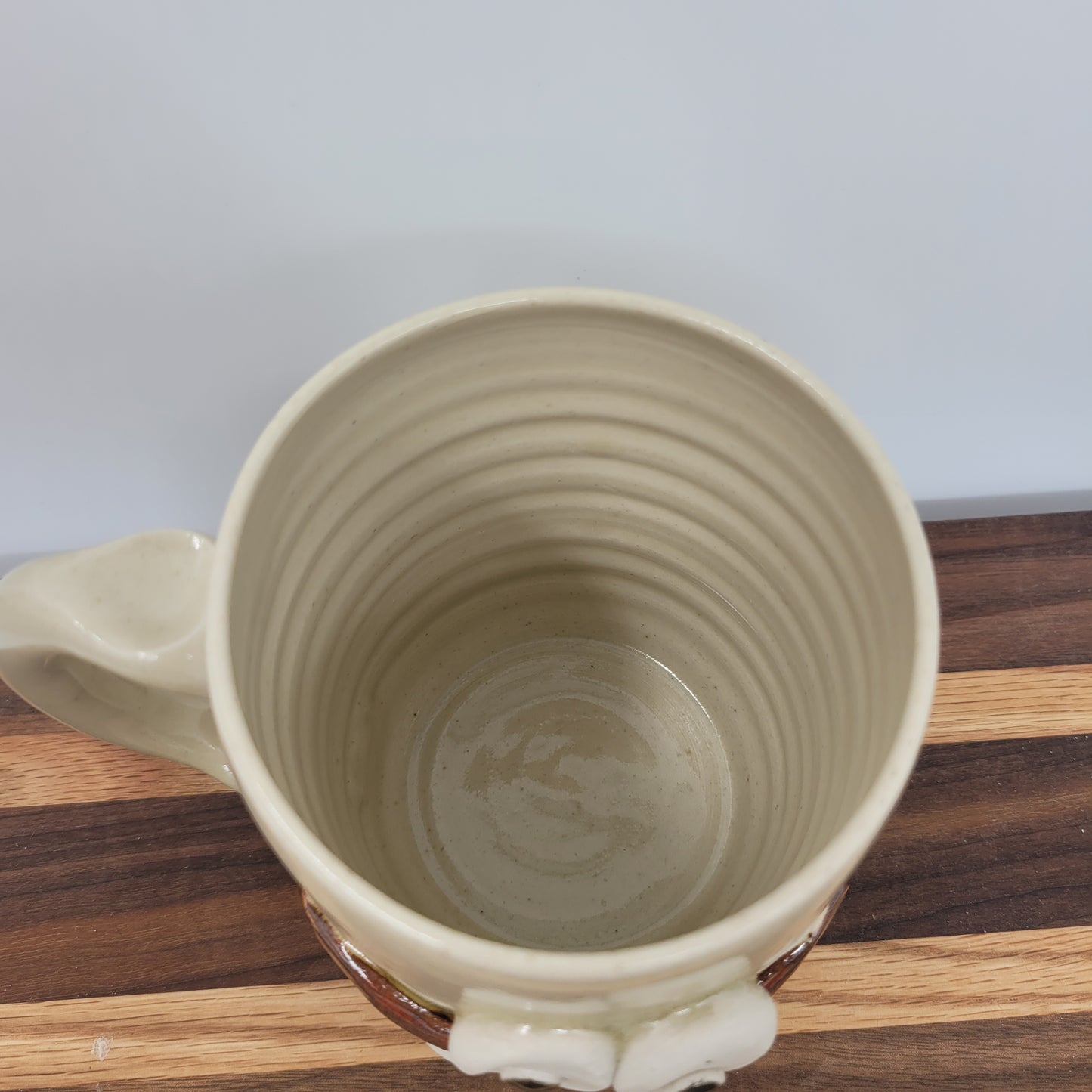 Coffee Lover Ug Chug Face Mug | Handmade Ceramic Stoneware Pottery Coffee Cups for Woman  | Cream | Large 16 Oz