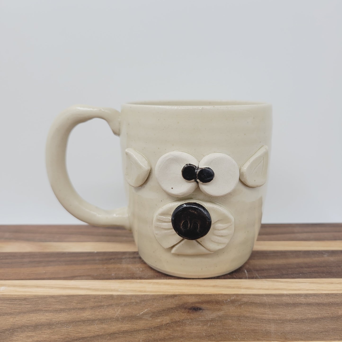 White Cat Face Mug | Cream Kitty Mug | Microwave Dishwasher Safe | 14 Oz | Nelson Studio Ug Chug