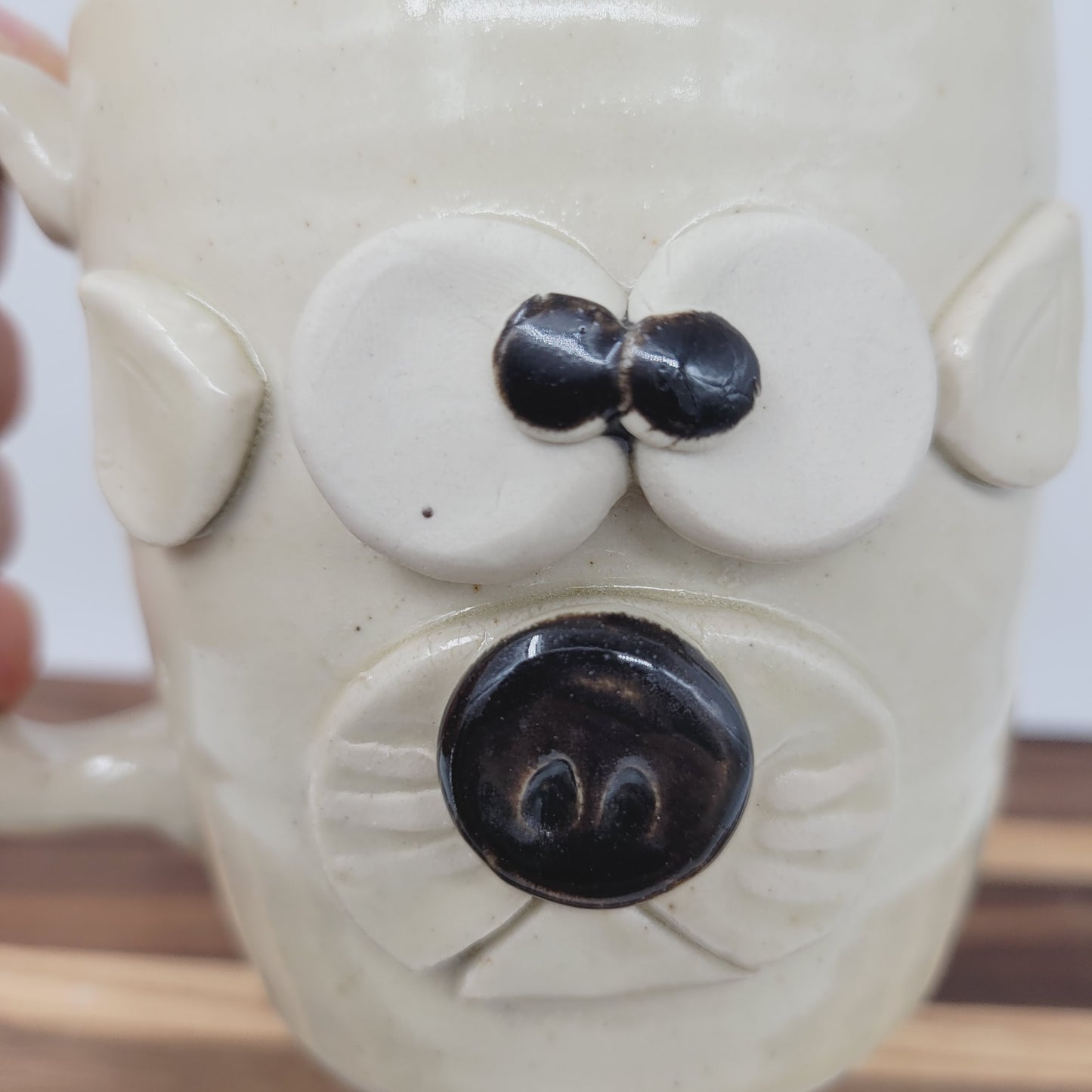 White Cat Face Mug | Cream Kitty Mug | Microwave Dishwasher Safe | 14 Oz | Nelson Studio Ug Chug