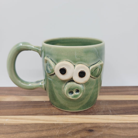 Pig Mug | Green | 12 Ounces | Pet Pig Coffee Cups | Funny Farm Animal