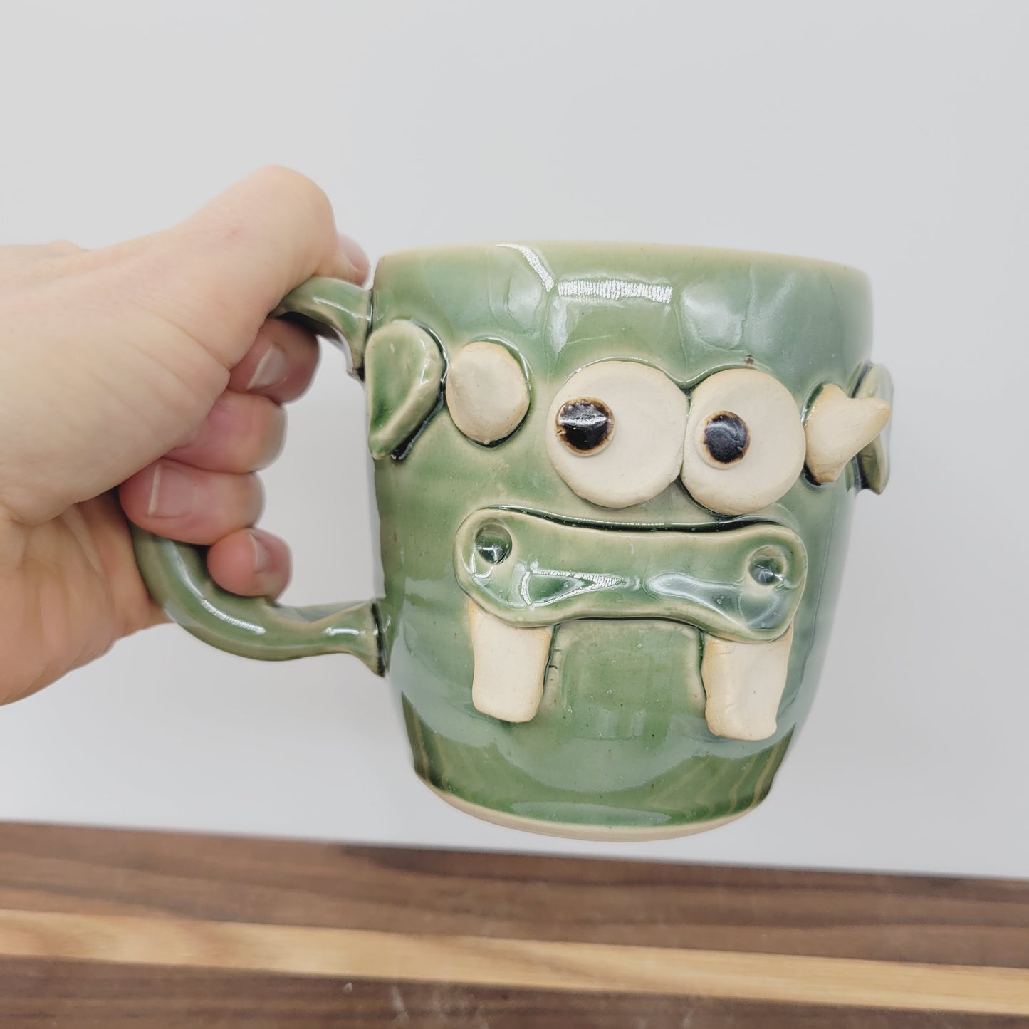 Cow Face Mug | Farm Life Coffee Cups | Bull with Horns | Country Homesteaders | Green
