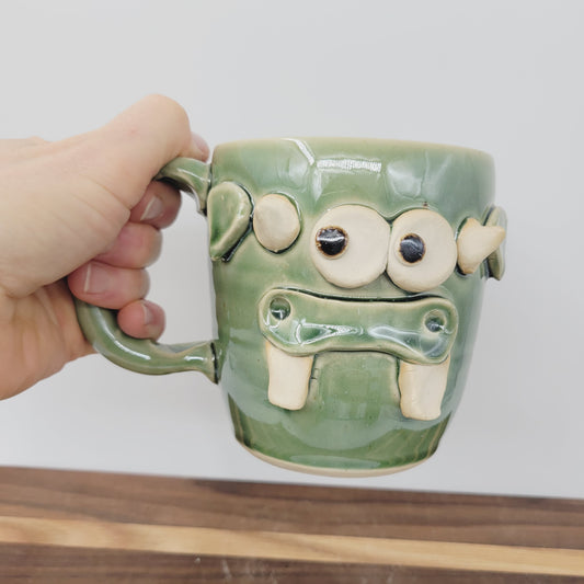 Cow Face Mug | Farm Life Coffee Cups | Bull with Horns | Country Homesteaders | Green