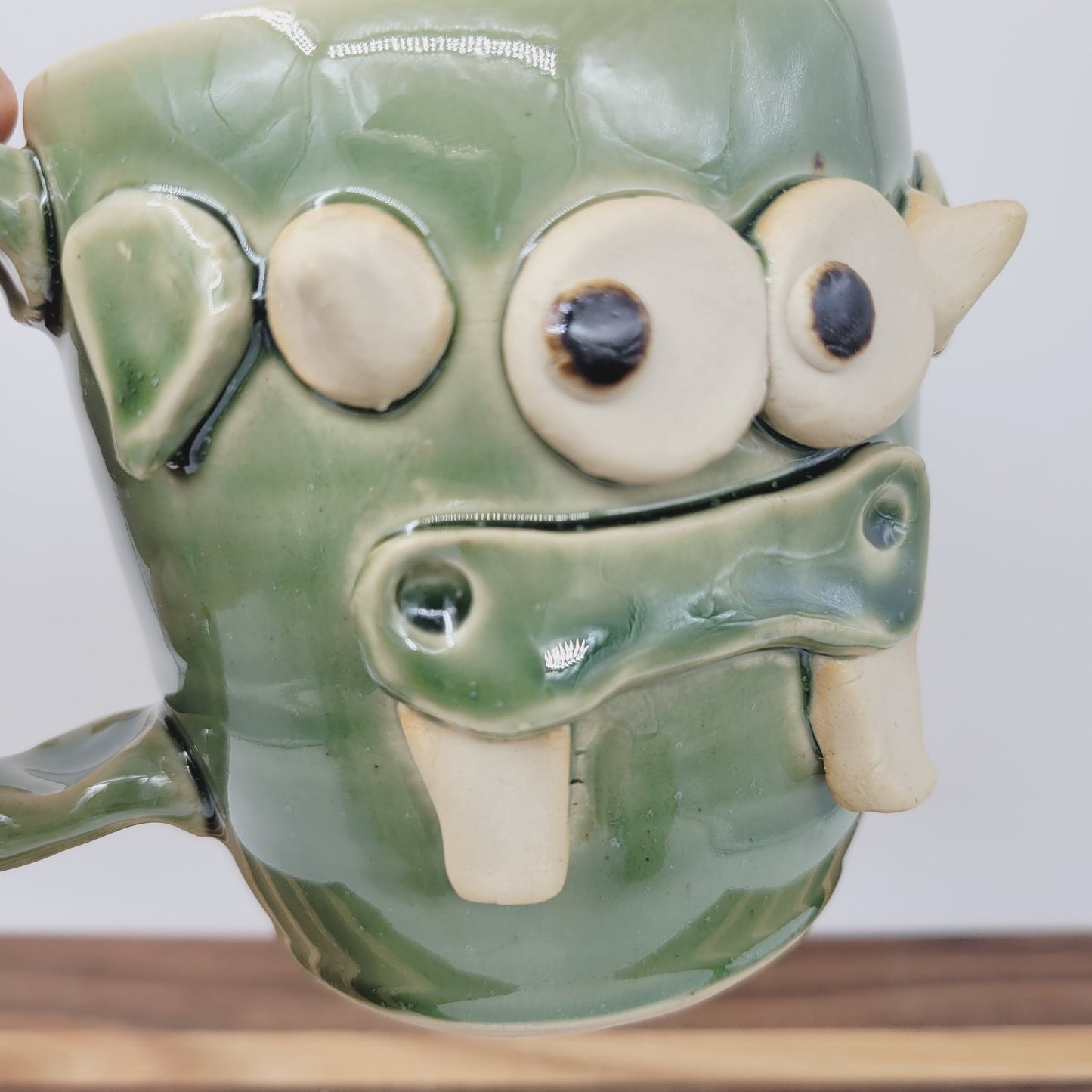 Cow Face Mug | Farm Life Coffee Cups | Bull with Horns | Country Homesteaders | Green