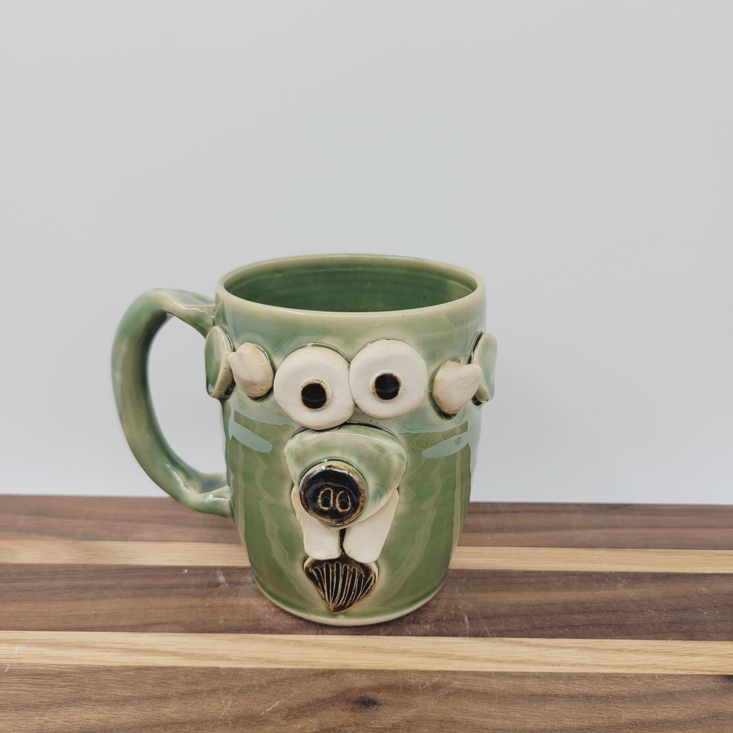 Goat Face Coffee Cup | Green  | Homesteading Animal Loving Country Kitchen | Fun Barnyard Animals Stoneware Goat Lover Mug