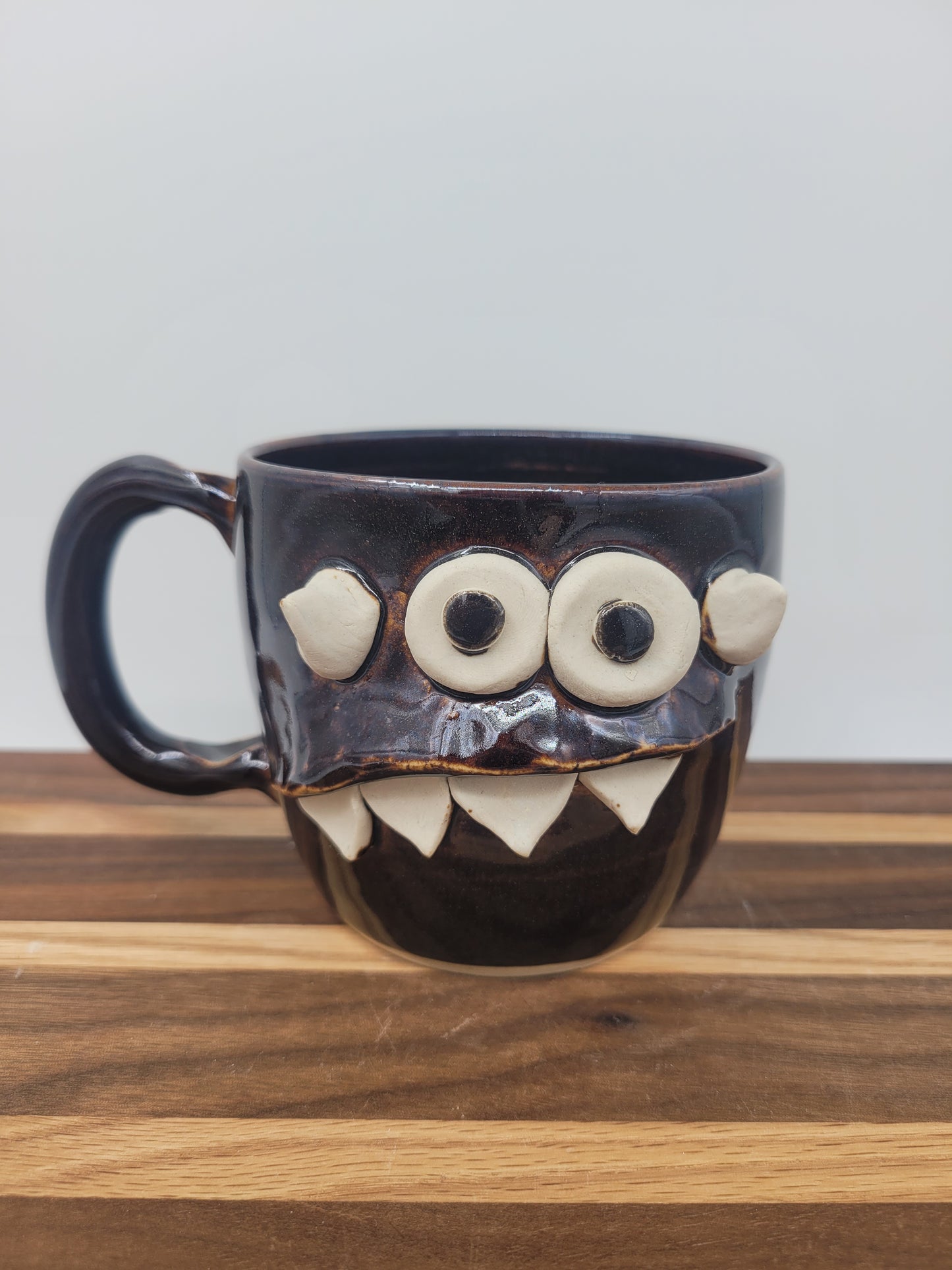 Snack Attack Monster Mug | Handmade Pottery Coffee Cups | Funny Creature Face Mug | 16 Oz