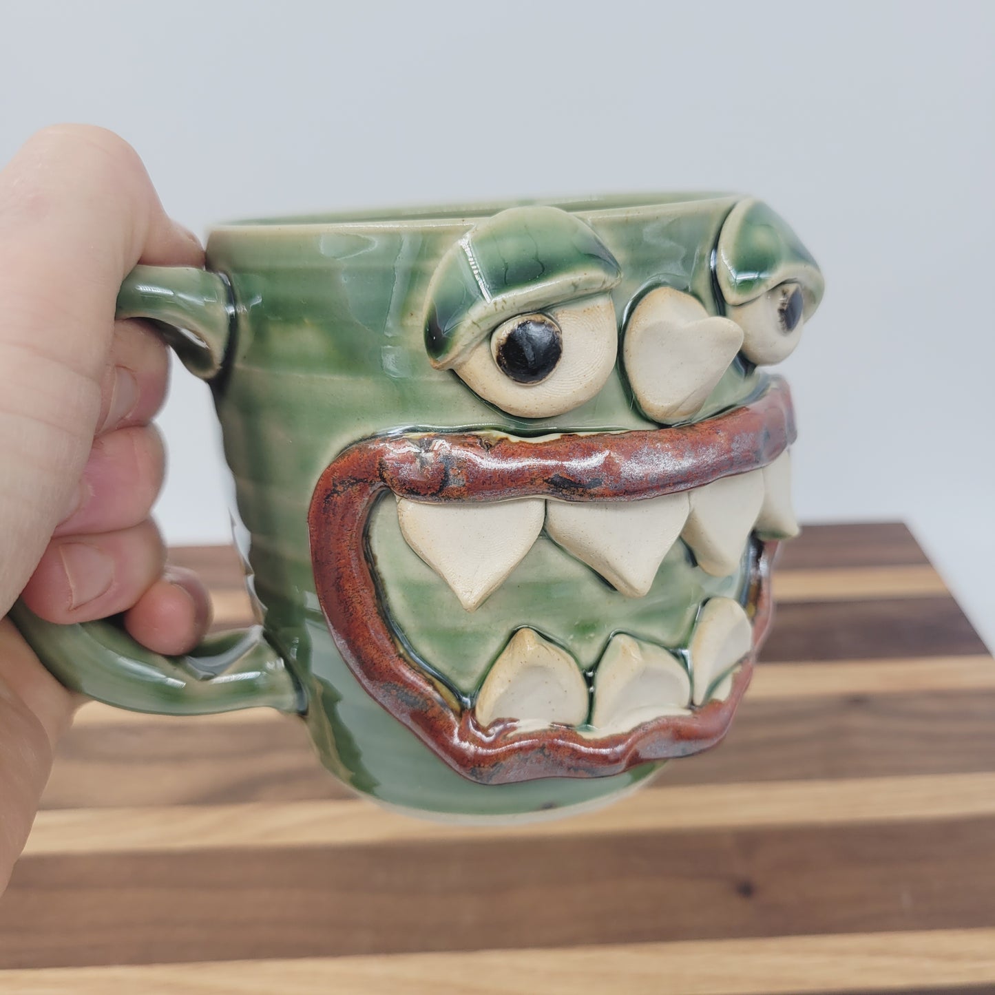 Doughnut Loving Monster Mug | Funny Creature Coffee Cup | 16 Oz | Donut Lover Gift