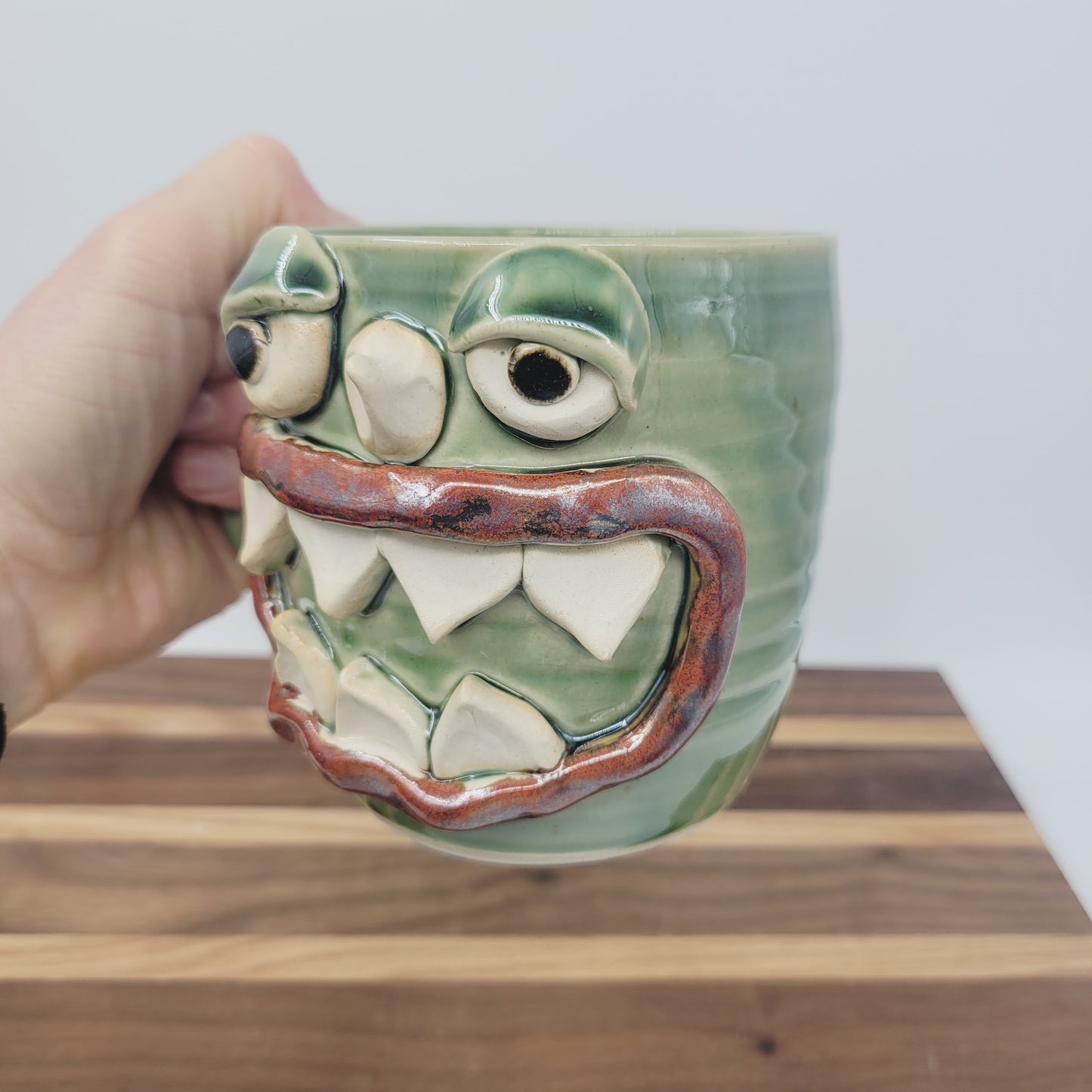 Doughnut Loving Monster Mug | Funny Creature Coffee Cup | 16 Oz | Donut Lover Gift