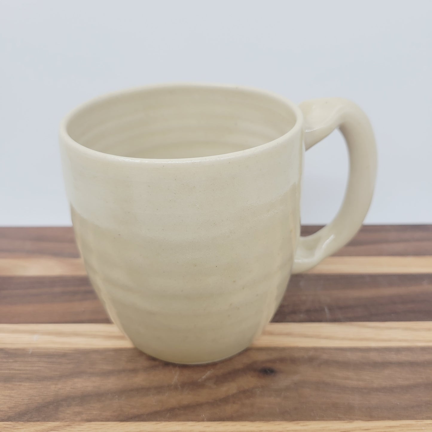 Monster Face Mug Creepy Cute | Handmade Pottery Coffee Cups | Funny Creature with Teeth | 16 Oz | Cream
